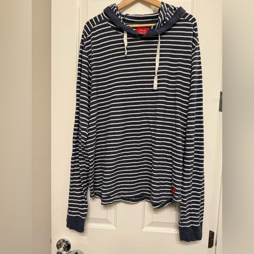 Sportiqe Navy & White Striped Hoodie – XXL